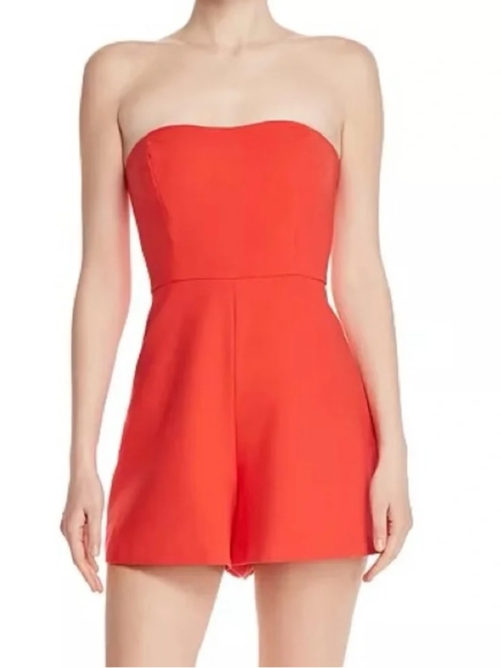 French Connection Vibrant Coral Strapless Romper